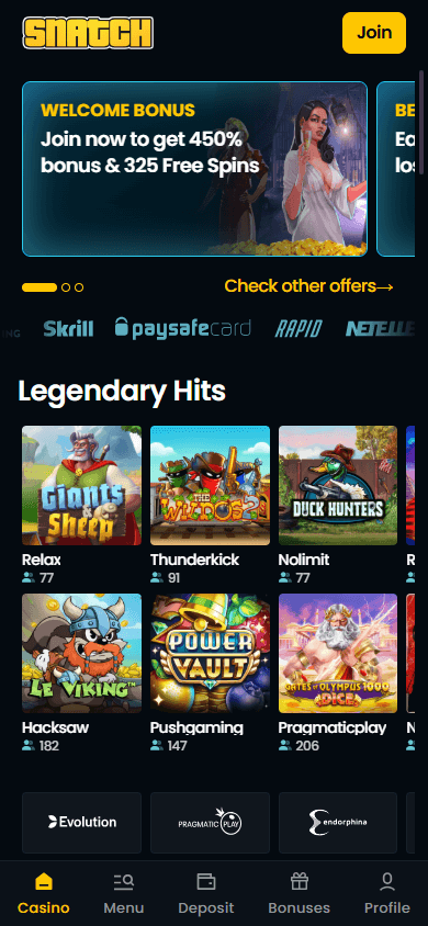 Snatch Casino Mobile screenshot